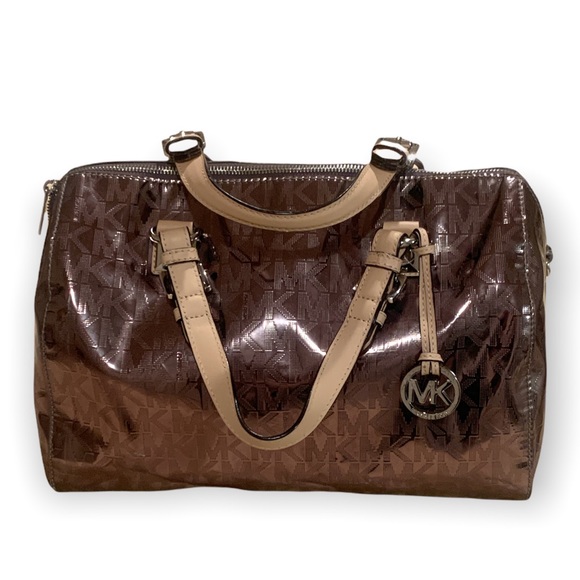 Michael Kors Grayson Large Satchel Mirror Metallic in Gunmetal Gray - Picture 2 of 12